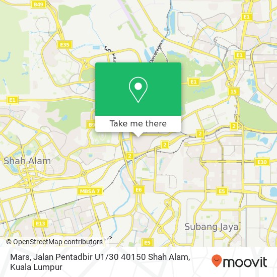 Mars, Jalan Pentadbir U1 / 30 40150 Shah Alam map