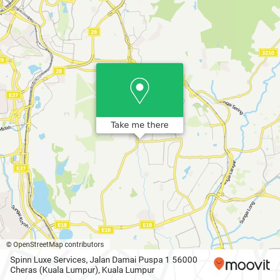 Peta Spinn Luxe Services, Jalan Damai Puspa 1 56000 Cheras (Kuala Lumpur)