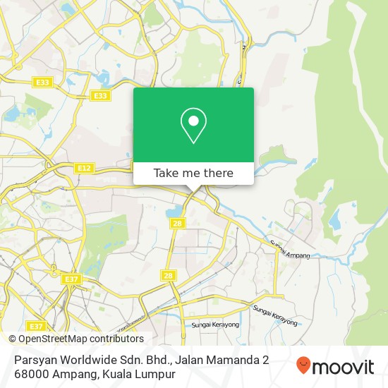 Parsyan Worldwide Sdn. Bhd., Jalan Mamanda 2 68000 Ampang map