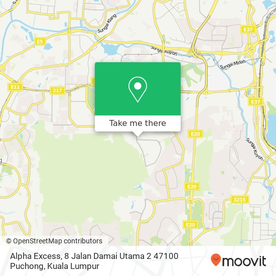 Peta Alpha Excess, 8 Jalan Damai Utama 2 47100 Puchong