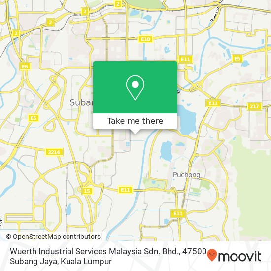 Peta Wuerth Industrial Services Malaysia Sdn. Bhd., 47500 Subang Jaya