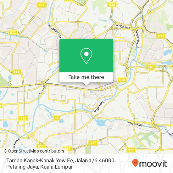 Peta Taman Kanak-Kanak Yew Ee, Jalan 1 / 6 46000 Petaling Jaya