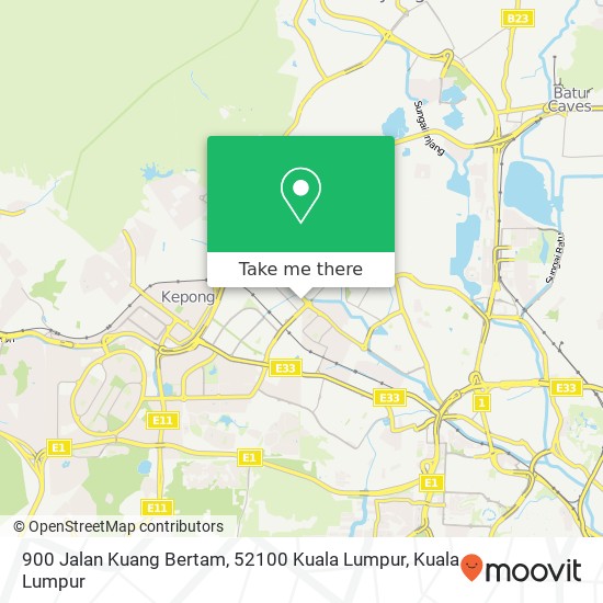 Peta 900 Jalan Kuang Bertam, 52100 Kuala Lumpur