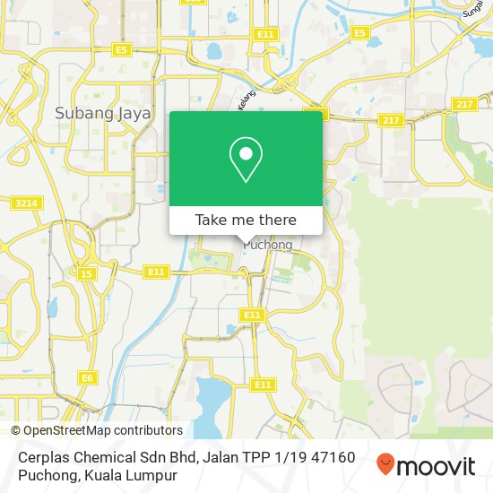 Peta Cerplas Chemical Sdn Bhd, Jalan TPP 1 / 19 47160 Puchong