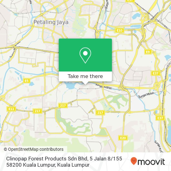 Peta Clinopap Forest Products Sdn Bhd, 5 Jalan 8 / 155 58200 Kuala Lumpur