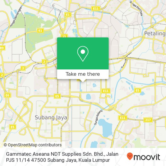 Gammatec Aseana NDT Supplies Sdn. Bhd., Jalan PJS 11 / 14 47500 Subang Jaya map