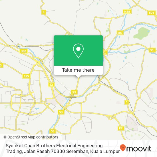 Syarikat Chan Brothers Electrical Engineering Trading, Jalan Rasah 70300 Seremban map