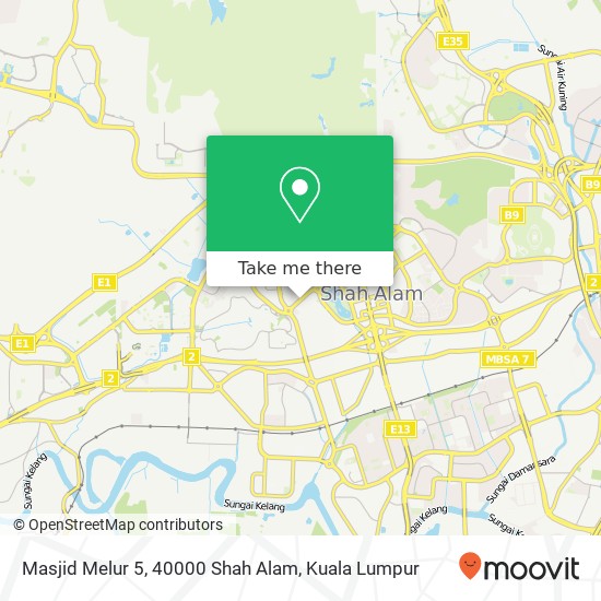 Peta Masjid Melur 5, 40000 Shah Alam