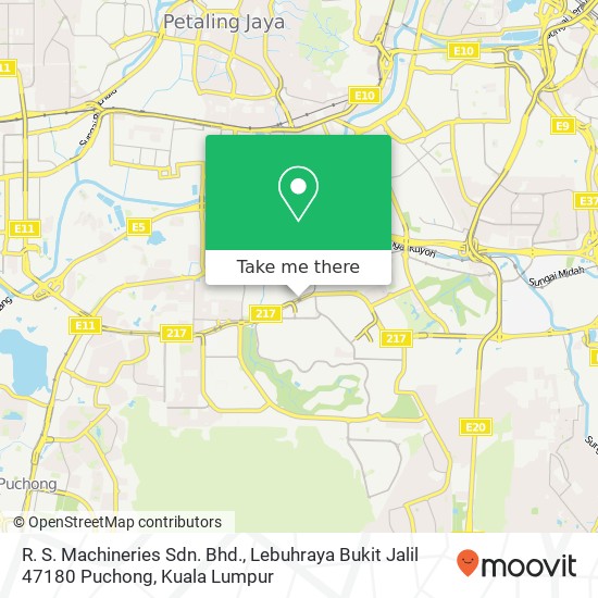 Peta R. S. Machineries Sdn. Bhd., Lebuhraya Bukit Jalil 47180 Puchong