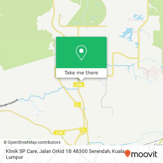 Peta Klinik SP Care, Jalan Orkid 1B 48300 Serendah