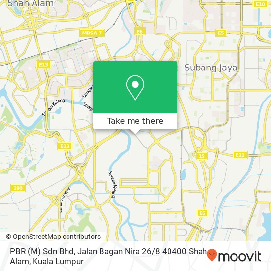 PBR (M) Sdn Bhd, Jalan Bagan Nira 26 / 8 40400 Shah Alam map