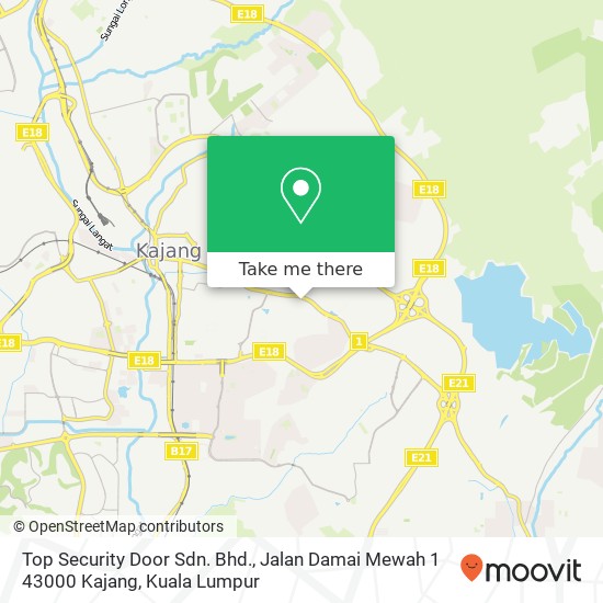 Peta Top Security Door Sdn. Bhd., Jalan Damai Mewah 1 43000 Kajang