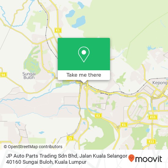 Peta JP Auto Parts Trading Sdn Bhd, Jalan Kuala Selangor 40160 Sungai Buloh