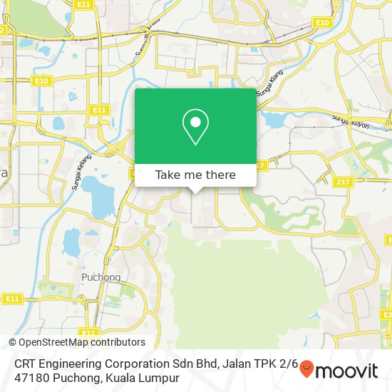 Peta CRT Engineering Corporation Sdn Bhd, Jalan TPK 2 / 6 47180 Puchong