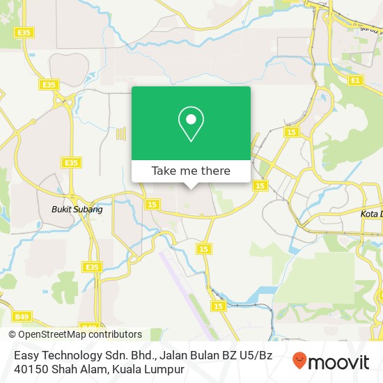 Easy Technology Sdn. Bhd., Jalan Bulan BZ U5 / Bz 40150 Shah Alam map