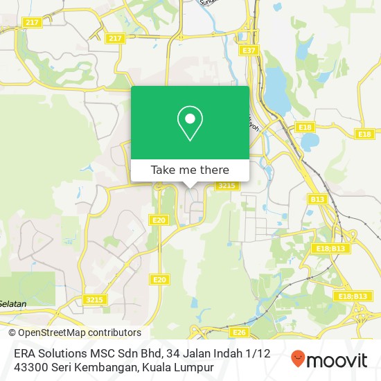 Peta ERA Solutions MSC Sdn Bhd, 34 Jalan Indah 1 / 12 43300 Seri Kembangan