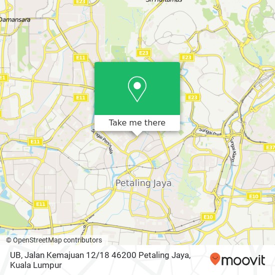 Peta UB, Jalan Kemajuan 12 / 18 46200 Petaling Jaya
