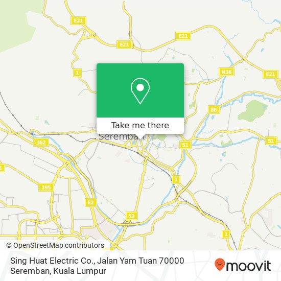 Peta Sing Huat Electric Co., Jalan Yam Tuan 70000 Seremban