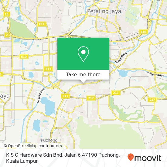 Peta K S C Hardware Sdn Bhd, Jalan 6 47190 Puchong