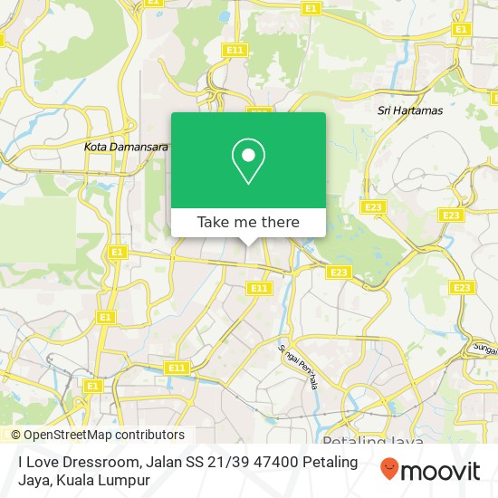 I Love Dressroom, Jalan SS 21 / 39 47400 Petaling Jaya map