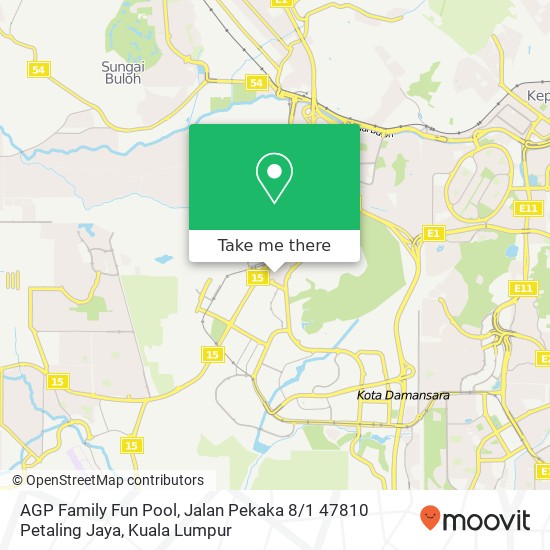 AGP Family Fun Pool, Jalan Pekaka 8 / 1 47810 Petaling Jaya map