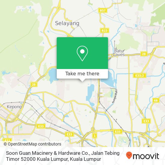 Soon Guan Macinery & Hardware Co., Jalan Tebing Timor 52000 Kuala Lumpur map