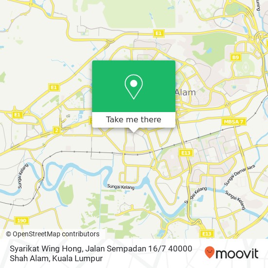 Peta Syarikat Wing Hong, Jalan Sempadan 16 / 7 40000 Shah Alam