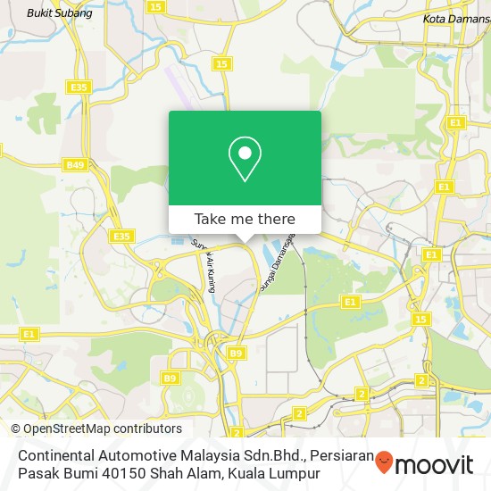 Continental Automotive Malaysia Sdn.Bhd., Persiaran Pasak Bumi 40150 Shah Alam map