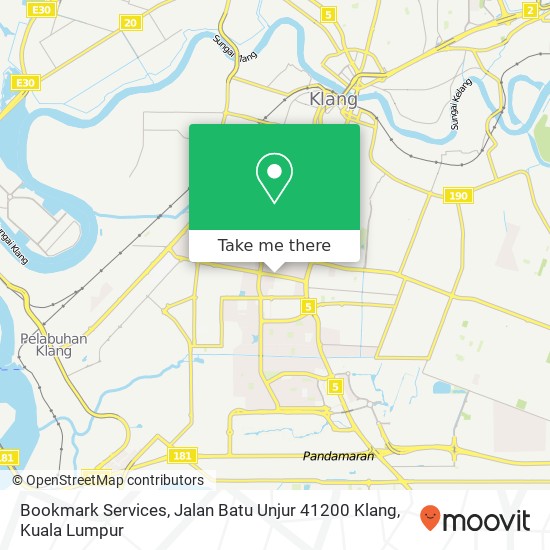 Peta Bookmark Services, Jalan Batu Unjur 41200 Klang