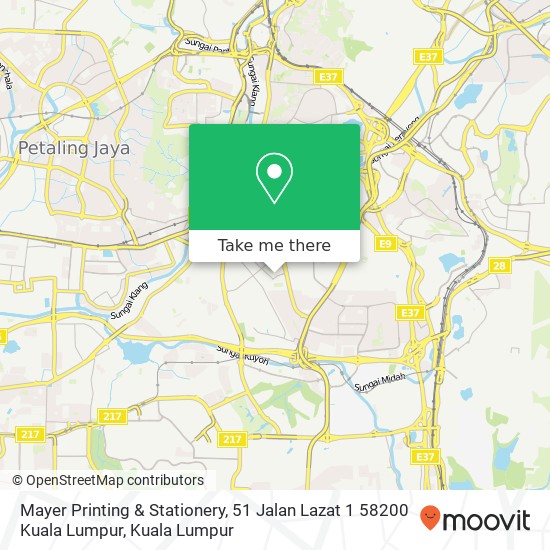 Peta Mayer Printing & Stationery, 51 Jalan Lazat 1 58200 Kuala Lumpur