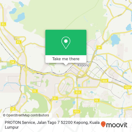 Peta PROTON Service, Jalan Tago 7 52200 Kepong