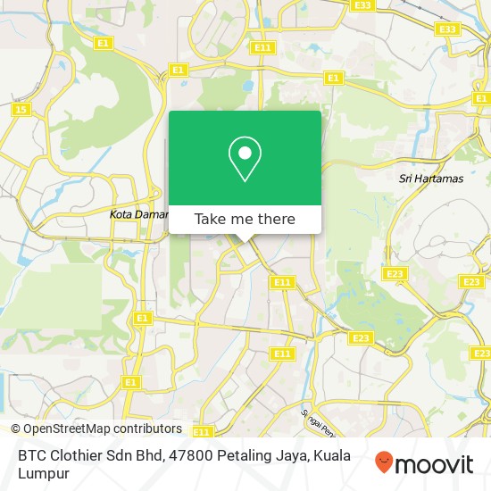 BTC Clothier Sdn Bhd, 47800 Petaling Jaya map