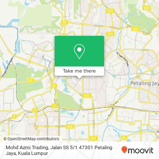 Peta Mohd Azmi Trading, Jalan SS 5 / 1 47301 Petaling Jaya