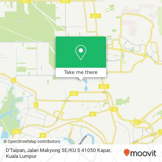 D'Taipan, Jalan Makyong 5E / KU 5 41050 Kapar map