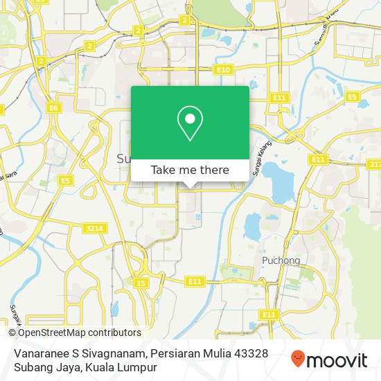 Peta Vanaranee S Sivagnanam, Persiaran Mulia 43328 Subang Jaya