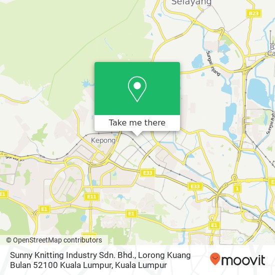 Sunny Knitting Industry Sdn. Bhd., Lorong Kuang Bulan 52100 Kuala Lumpur map