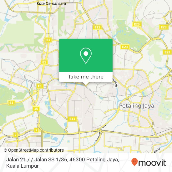 Peta Jalan 21 / / Jalan SS 1 / 36, 46300 Petaling Jaya