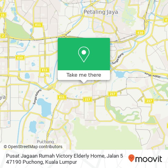 Peta Pusat Jagaan Rumah Victory Elderly Home, Jalan 5 47190 Puchong
