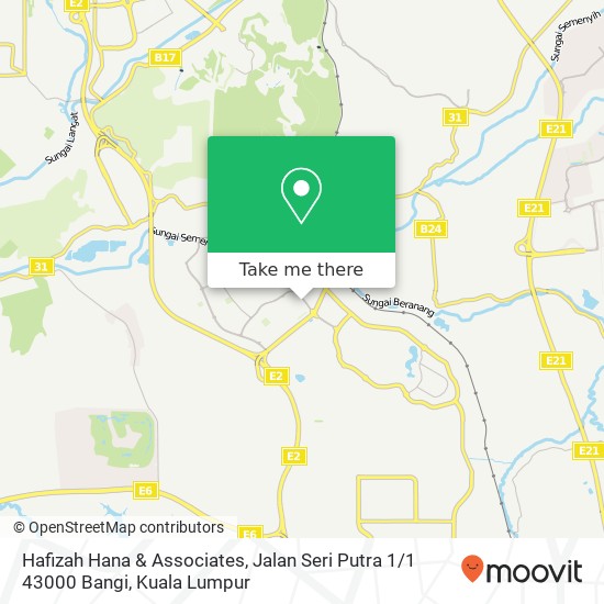 Peta Hafizah Hana & Associates, Jalan Seri Putra 1 / 1 43000 Bangi