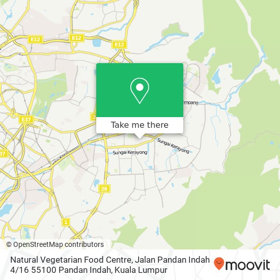 Peta Natural Vegetarian Food Centre, Jalan Pandan Indah 4 / 16 55100 Pandan Indah