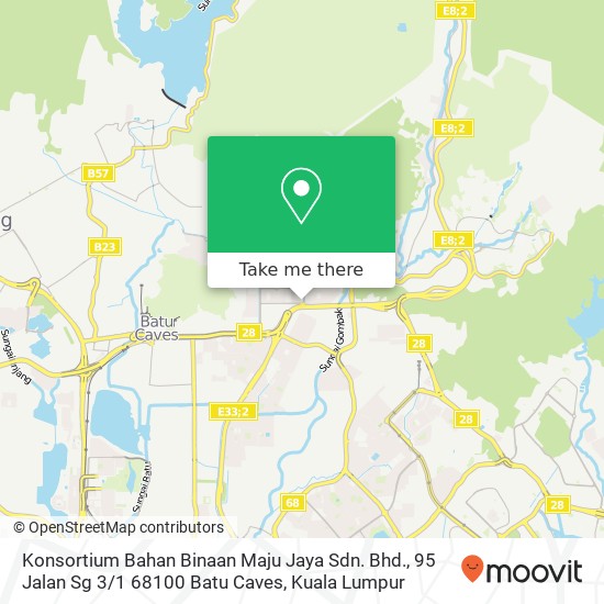 Peta Konsortium Bahan Binaan Maju Jaya Sdn. Bhd., 95 Jalan Sg 3 / 1 68100 Batu Caves