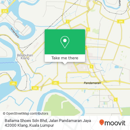 Peta Ballama Shoes Sdn Bhd, Jalan Pandamaran Jaya 42000 Klang