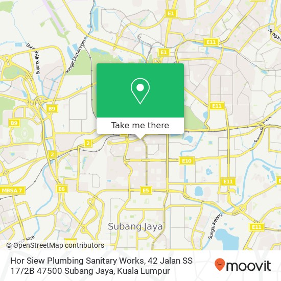 Hor Siew Plumbing Sanitary Works, 42 Jalan SS 17 / 2B 47500 Subang Jaya map