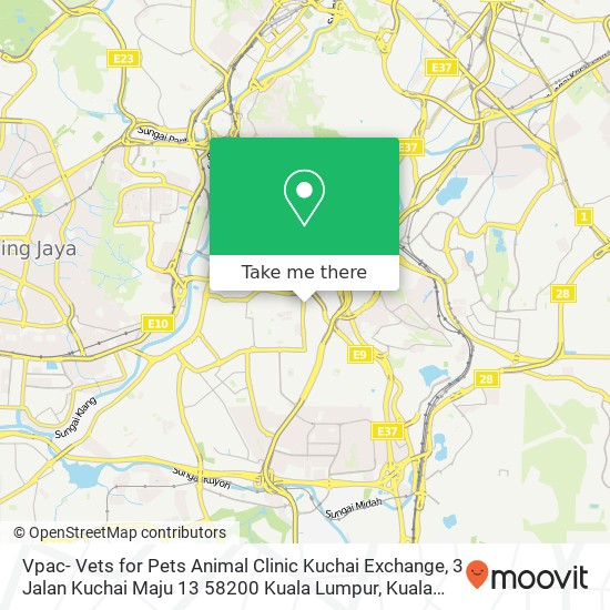 Peta Vpac- Vets for Pets Animal Clinic Kuchai Exchange, 3 Jalan Kuchai Maju 13 58200 Kuala Lumpur