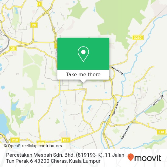 Peta Percetakan Mesbah Sdn. Bhd. (819193-K), 11 Jalan Tun Perak 6 43200 Cheras
