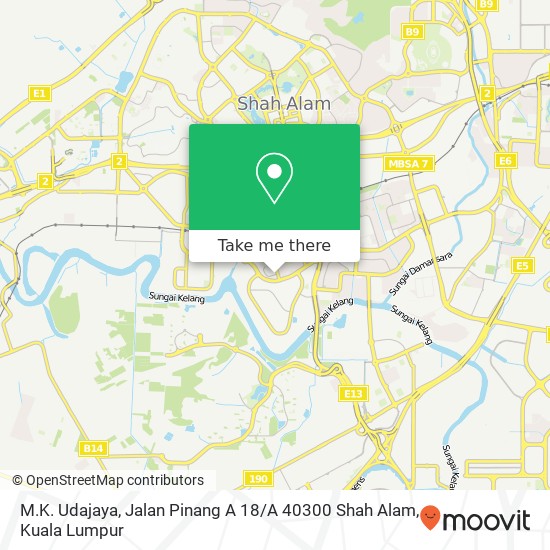 Peta M.K. Udajaya, Jalan Pinang A 18 / A 40300 Shah Alam