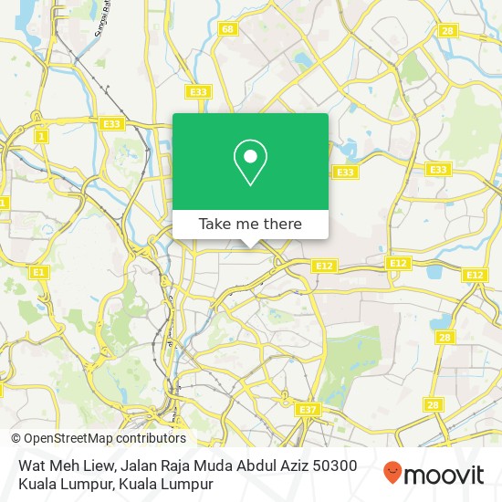 Peta Wat Meh Liew, Jalan Raja Muda Abdul Aziz 50300 Kuala Lumpur