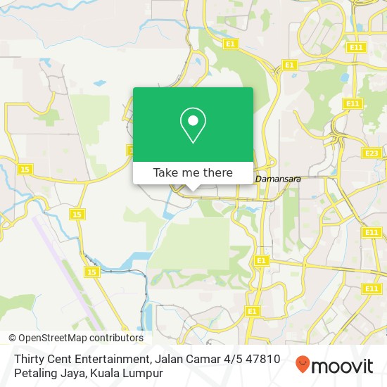 Peta Thirty Cent Entertainment, Jalan Camar 4 / 5 47810 Petaling Jaya