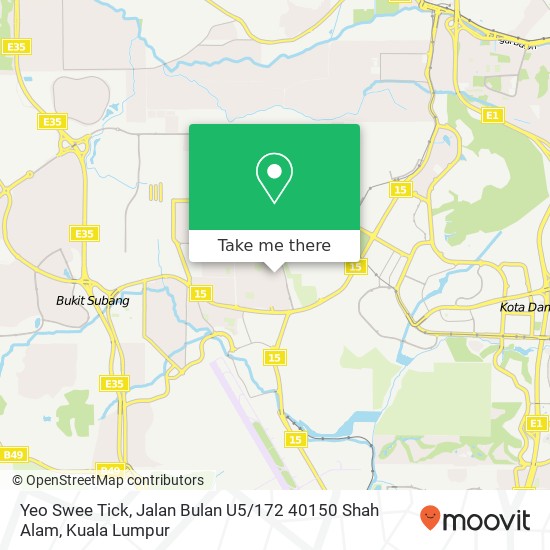 Peta Yeo Swee Tick, Jalan Bulan U5 / 172 40150 Shah Alam