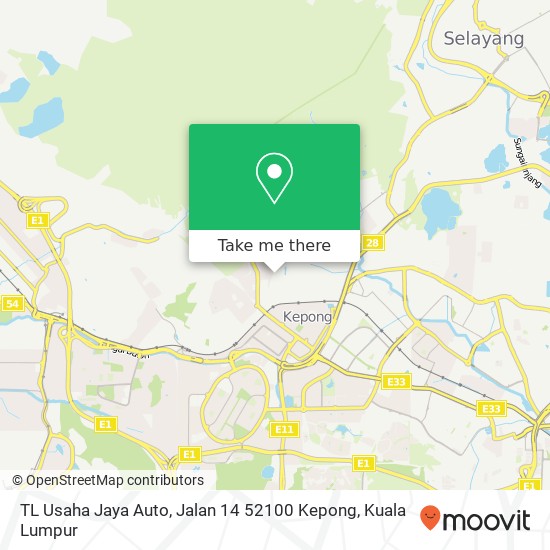 Peta TL Usaha Jaya Auto, Jalan 14 52100 Kepong